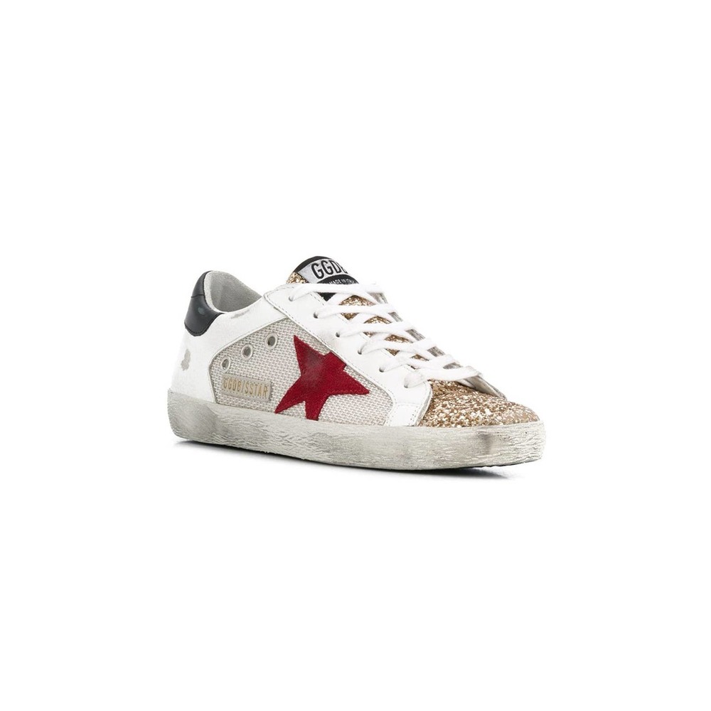 Golden Goose White Superstar Mesh Leather Sneakers